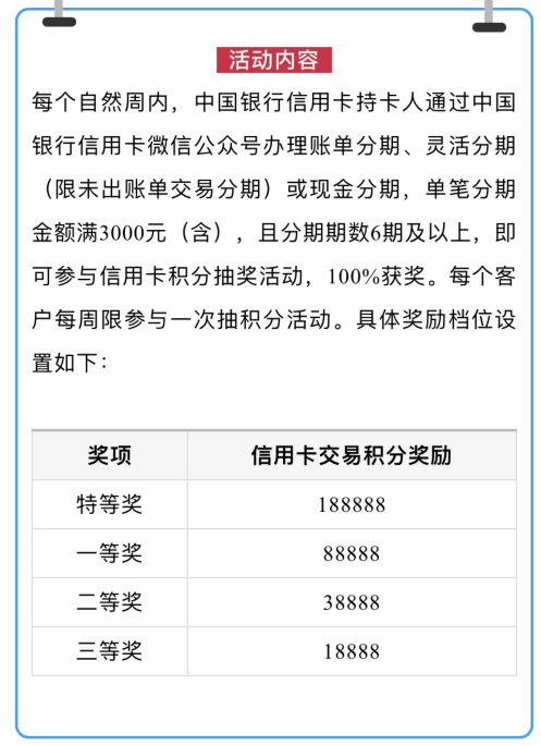 中行分期活动3重叠加正收益