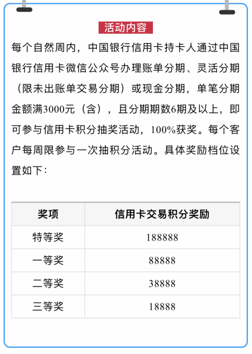 经典中行分期活动再来一次