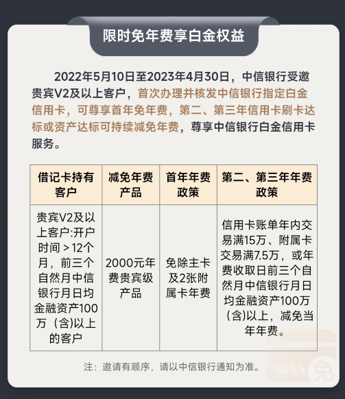 2000元的大白金年费也可以免了，来不来？