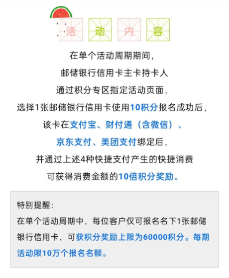 连续4个月的邮储12倍积分活动来了!