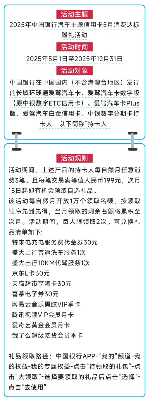 浦发里程银行关闭，中行车卡活动也来了